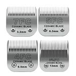 Size 7FC/5FC/4FC/3FC Detachable Pet Dog Grooming Clipper Ceramic Blades Set,Compatible with Andis,Oster A5,Wahl KM10 Series Clippers,Cut Length 1/8"(3.2mm) to 1/2"(13mm),4 Count