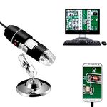 Jiusion 40 to 1000x Magnification Endoscope, 8 LED USB 2.0 Digital Microscope, Mini Camera with OTG Adapter and Metal Stand, Compatible with Mac Windows 7 8 10 Android