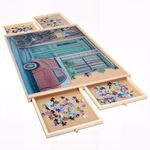 Puzzle Table for Adults, Jigsaw Puzzle Board 800pcs 25 inch x 19 inch Portable Large Puzzle Storage with 4 Removable Storage Sorting Drawers Smooth Plateau Fiberboard Work Surface for Games Puzzles