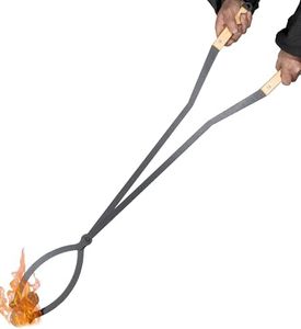 40" Fireplace Tongs Log Grabber Made Of Premium Heavy Duty Alloy Steel. Fire Tongs With Wood Handle Best For Fire Pit Fireplace Campfire Indoor & Outdoor. Upgraded Fire Pit Tools.