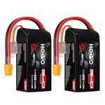 HOOVO 3S Lipo Battery 2200 mAh 11.1 V 50C SoftCase Short Battery Lipo Battery with XT60 Plug RC Battery for 1:14 RC Car Truck Helicopter Airplane Rock Crawler Airplane Helicopter (2 Packs)