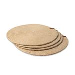 Round Placemats Set of 4, Handmade by Braided Natural Jute for Kitchen and Dining Table, Dia. 12.6 Inch, Doublesided, Heat Resistant, Light Brown