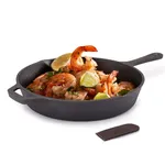 AGARO Royal Pre Seasoned Cast Iron Deep Fry Pan, 26 cm Diameter, 1.8L, No Chemical Coating, Rigid Handles, Fast Heating, Heavy Weight, Gas Oven & Induction Compatible, Frying, Cooking, Deep Frying