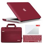 IBENZER Compatible with MacBook Pro 13 Inch case A1278 2012-2008, Hard Shell Case with Bag & Keyboard & Screen Cover for Old Version Mac Pro 13 with CD-ROM, Wine Red, P13WR+3SP