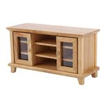 1:12 Dollhouse Wooden TV Cabinet Miniature Dolls House Living Room Furniture Dollhouses Decoration Ornaments Accessories with Double Open Doors for Kids Educational Pretend Toys