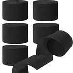 Black Crepe Paper Streamers Party Streamer 1.8 Inch Widening 6 Rolls,Black Party Streamer 82 feet per roll for Various Birthday Wedding Festival Celebration Party Decorations