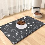 Absorbent Non-Slip Dog Bowl Mat: Grey 30x50 cm Cat Food Mats Feeding Bowl Placemat Rubber Anti-Skid for Puppy Kitten Food Water Bowl Mat Washable Easy Clean No Mould for Dogs Cats