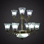 Prop It Up RRudraksh Antique Chandelier with 9 Portuguese Style Lamps and 1 Glass Handi for Home Decor