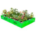 Anandi Green's HDPE UV Protected 360 GSM Green Color Big Size Rectangular Plant Grow Bag with PVC Pipe Support Suitable for Indoor Outdoor VegetableTerrace Gardening 8Lx4Wx1H Feet