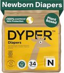 DYPER Viscose from Bamboo Baby Diapers Size Newborn | Honest Ingredients | Cloth Alternative | Day & Overnight | Made with Plant-Based* Materials | Hypoallergenic for Sensitive Newborn Skin, Unscented