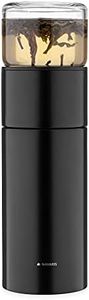 Navaris Borraccia con Infusore 300ml - Teiera To Go per tè e Tisane - Bottiglia Termica in Vetro Borosilicato con Chiusura Ermetica per Trasporto