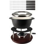 Swissmar Summit 10-Piece Matte Black Cast Iron Fondue Set - Ideal for Melting Cheese, Chocolate, Butter, & More - Perfect for Kitchen Collection & Wedding Gift Giving - 1Liter / 1.05 Quart