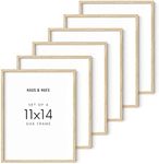 HAUS AND HUES 11"x14" Beige Oak Wood Frames Set of 6-11x14 Poster Frame, 11x14 Picture Frame Set of 6, 11 x 14 Frame Art, Wood Poster Frame, Wood Wall Art Frames, Poster Sized Wood Frames 11x14