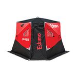 Eskimo Outbreak 350XD Limited Pop-up Portable Insulated Ice Fishing Shelter, 63 sq ft. Fishable Area, 3-4 Person, Red/Black, 126" x 126"