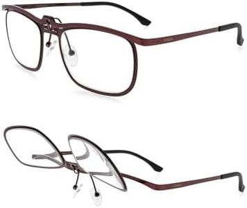 FAA'N Flip up Reading Glasses for Women Men,Square Frame Readers with Spring Hinge (Presbyopia lens, Red, +3.00 Diopters)