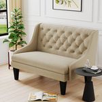 Tongli 50" Small Modern Loveseat Settee Sofa Linen Fabric 2-Seat Sofa Couch Tufted Love Seat Dining Bench with Back Upholstered Banquette Sofas for Living Room Bedroom Small Space Entryway Tan