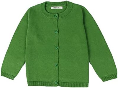 Ncycullo Baby Girls Cotton Cardigans Long Sleeve Crewneck Cardigan Sweater Little Girl Button Sweaters Uniform, Green, 12-18 Months