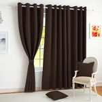 Story@Home Blackout Windows Curtain 5 Feet Set of 2 | Plain Printed | 97% Room Darkening | Thermal Insulated Curtains | Curtain for Living Room | (118 x 152 cm, Dark Brown) | Perfect for Home Decor