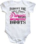 Hippowarehouse Forget The Glass Slippers This Princess Wears Motorcycle Boots Motorbike Biker baby vest bodysuit (short sleeve) boys girls White