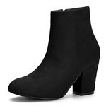 Allegra K Women's Side Zip Chunky Heel Ankle Boots Black 5 UK/Label Size 7 US