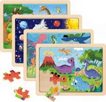 Wooden Puzzles for Kids Ages 3-5 | 4-6, 4 Packs 24 Piece Colorful Wooden Puzzles for Toddler Children, Learning Educational Puzzles Toys for 3 4 5 6 Boys and Girls (Size 11.8"X8.9")