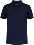 IZOD Boys' Performance Golf Grid Short Sleeve Stretch Collared Polo Shirt, Peacoat, 8