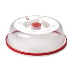 Snips, Microwave Plate Cover, Microwave Cover For Food: 26.2 x 26.2 x 7.6 cm, Microwave Plate Cover , Red and transparent -Made in Italy