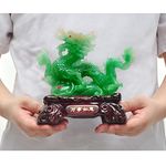 Uziqueif Chinese Feng Shui Resin Loong Dragon Statue Home Office Decoration Tabletop Decor Figurine Collectible Ornaments for Wealth,Success,Prosperity,Good Lucky Gifts, Emerald Color, 20 * 10 * 20cm