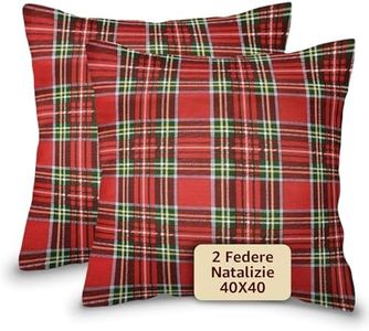 SoNiT home decor | Cuscini Per Divano - Cuscini Natalizi Per Divano - Federe Cuscini Divano 40x40 - Decorazioni Natalizie - Per Divano - Salotto - Camera - 2 Pezzi - Made In Italy - Disegno Tartan