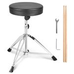 VEVOR Drum Throne, 19.3 to 23 in / 490-585 mm Height Adjustable, Padded Drum Stool Seat with Anti-Slip Feet 5A Drumsticks 330 lbs / 150 kg Maximum Weight Capacity, 360° Swivel Drum Chair for Drummers