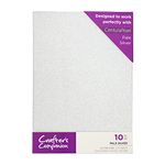 A4 Coloured Glitter Card Pack Single Sided – 250GSM (10 Sheet Pack) - Perfect for Arts and Crafts, Printing, Card Bases & Folding - Centura Pearl by Crafter's Companion (Silver)