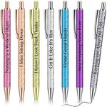 Geyee 7 Pcs Greeting Teacher Pens Inspirational Ballpoint Pens Glitter Black Ink Pens Metal Retractable Ballpoint Pens Appreciation Gifts for Women Men Office Supplies(Nurse)