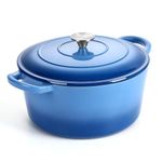 P&P CHEF Enameled Cast Iron Dutch Oven With Lid (Blue)