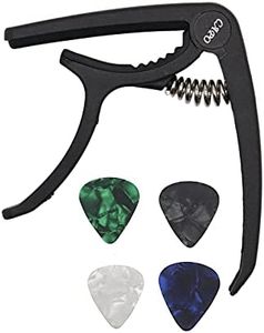Guitar Capo ValueHall Black Acoustic Guitar Capo Tuner with 4Pcs Guitar Picks for Electric Acoustic Guitars Ukulele Banjo Folk Guitars V14B01
