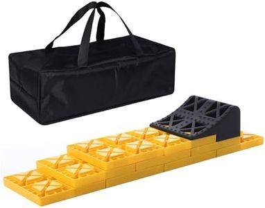 Homeon Wheels RV Leveling Blocks, One Top Tire Wheel Chock and 9 Pack Interlocking Leveling Blocks with Carrying Bag, Heavy Duty Camper Leveling Blocks and Chocks Anti-Slip Pads Design (WH-302)