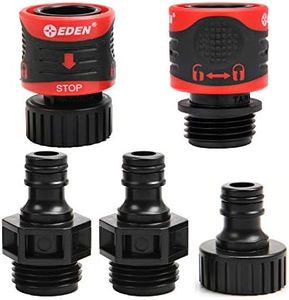 Eden 95210 Premium Garden Hose Fitting Quick Connect with Water Stop & Lock Feature, 5 pc Set