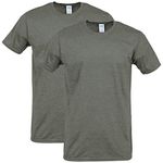 Gildan Adult Softstyle Cotton T-Shirt, Style G64000, Multipack, Heather Military (2-Pack), Large