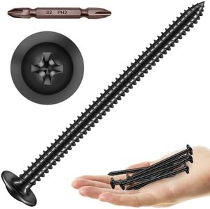 Mywish 100Pcs #10 × 3" Phillips Truss Head Wood Screws, Black Wood Screws 3 Inch, Quick Metal Self Tapping, Zinc Plated Steel Truss Head