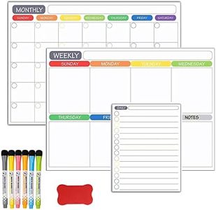 AUXIN Magnetic Dry Erase Daily Weekly Monthly Calendar Planner for Fridge, Kitchen Menu Planner Board with 6 Marker Pens