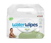 WaterWipes Plastic-Free Textured Clean, Toddler & Baby Wipes, 240 Count (4 Packs), 99.9% Water Based Wipes, Unscented for Sensitive Skin