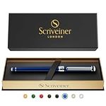 Midnight Blue Rollerball Pen Scriveiner - Stunning Blue Lacquer Luxury Pen with Chrome Finish, Schmidt Ink Refills, Best Roller Ball Pen Gift for Men & Women, Professional, Executive Office, Nice Pens