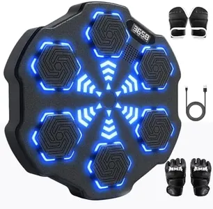 2025 Latest Music Boxing Machine with 4 Gloves, Large Size Wall Mounted Electronic Boxing Target for Adults＆Kids, Smart Bluetooth Punching Trainer with 9 Speed＆Modes, Home Gym Workout (Black)