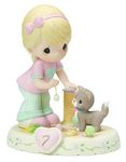 Precious Moments 154034 Birthday Gifts, Growing in Grace, Age 7", Bisque Porcelain Figurine, Blonde Girl