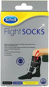 Scholl Flight Socks Compression Hosiery Black M9-12, 1 Count