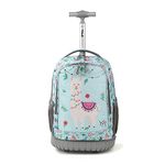 Tilami Rolling Backpack with Trolley Wheeled Design, Cute Cartoon Printed for Boys and Girls, Travel, School, Student Trip, Alpaca, 18 inch, Laptop