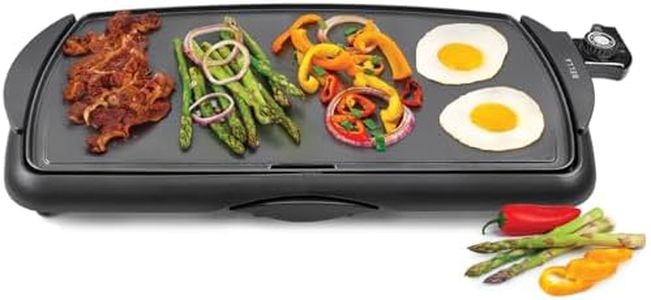 BELLA Electric Griddle & Flat Grill with Nonstick Large Cooking Surface and Removable Probe for Eggs, Tortillas, Pancake and more, 10.5" x 20", Black