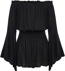 Hanna Nikole Womens Plus Size Renaissance Blouse Off Shoulder Trumpet Sleeve Peasant Tops Black 28 Plus