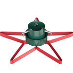 Star Shaped Real Christmas Tree Stand with 0.9L Water Reservoir for Live Fir and Pine Trees, Stable Metal Xmas Tree Holder Base Adjustable Trunk Support Fits Trees Up To 2.3M Tall Red/Green