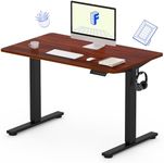 FLEXISPOT EC1 Electric Standing Desk Adjustable Height Small Desk Heavy Duty Steel Stand Up Desk EC1 Classic 100×60cm Black Frame+Mahogany Top 2 Packages