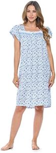 Casual Nights Women's Cap Sleeves Embroidered Floral Lace Night Gown- Blue - X-Large